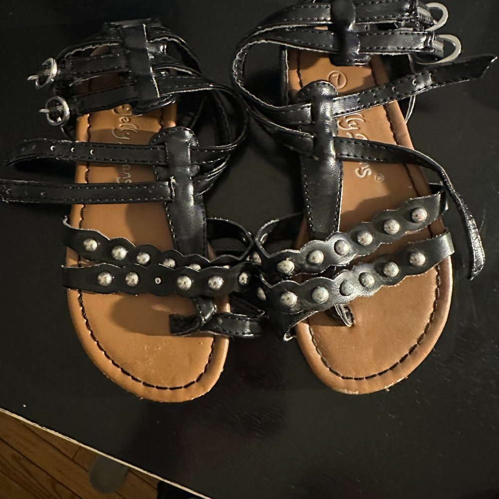 Jelly Beans Black Strappy Studded Sandals Sz 7